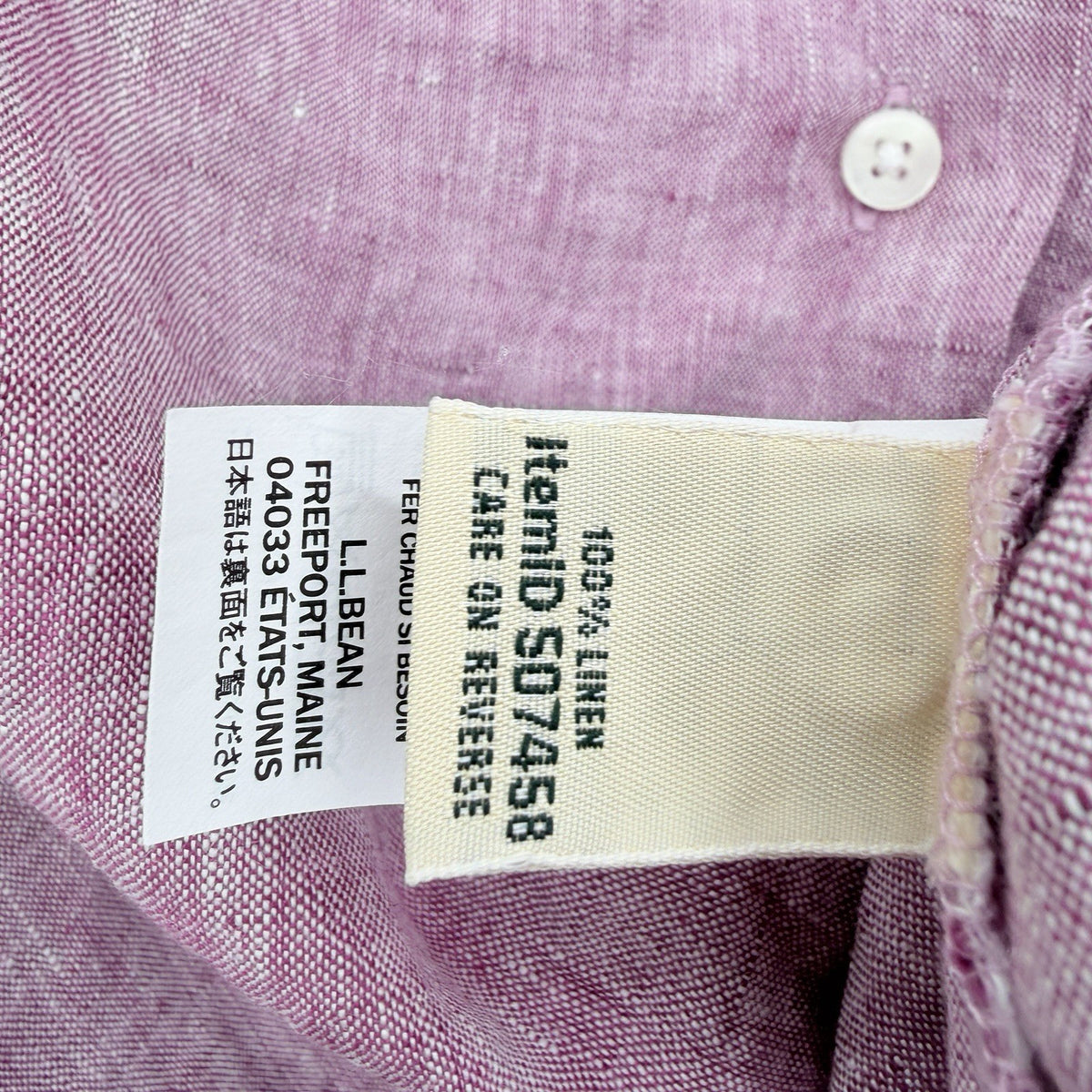 LL Bean 100% Linen Shirt Womens XS Pink Short Sleeve Button Up Top