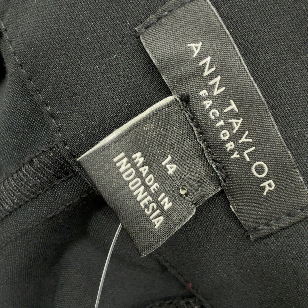 Ann Taylor Ankle Pants 14 Curvy Womens Black Button Hem New NWT