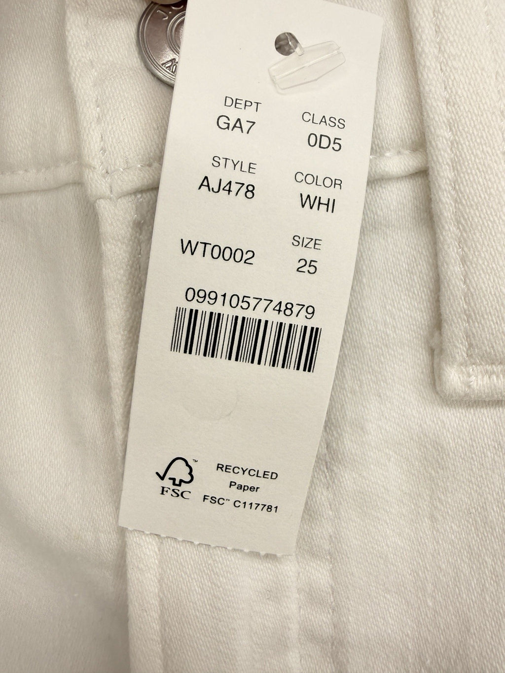 J Crew High Rise Toothpick Jeans 25 White Raw Hem 10” Womens Denim New NWT