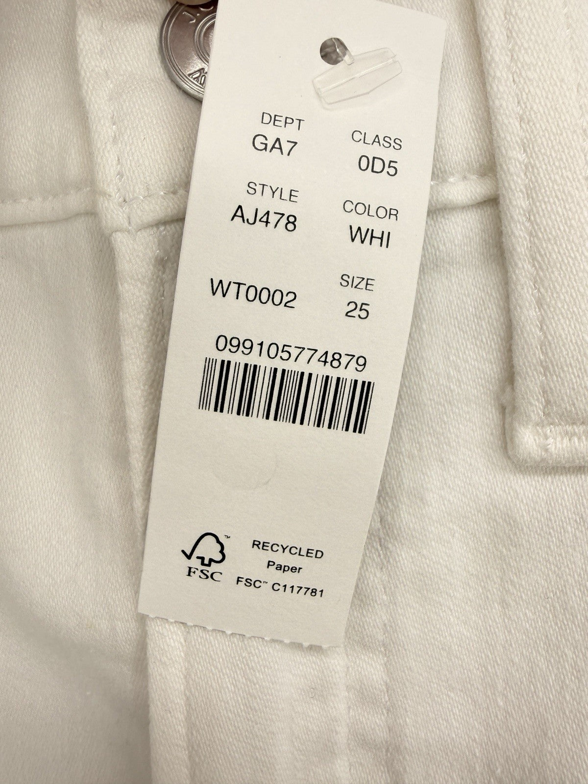 J Crew High Rise Toothpick Jeans 25 White Raw Hem 10” Womens Denim New NWT