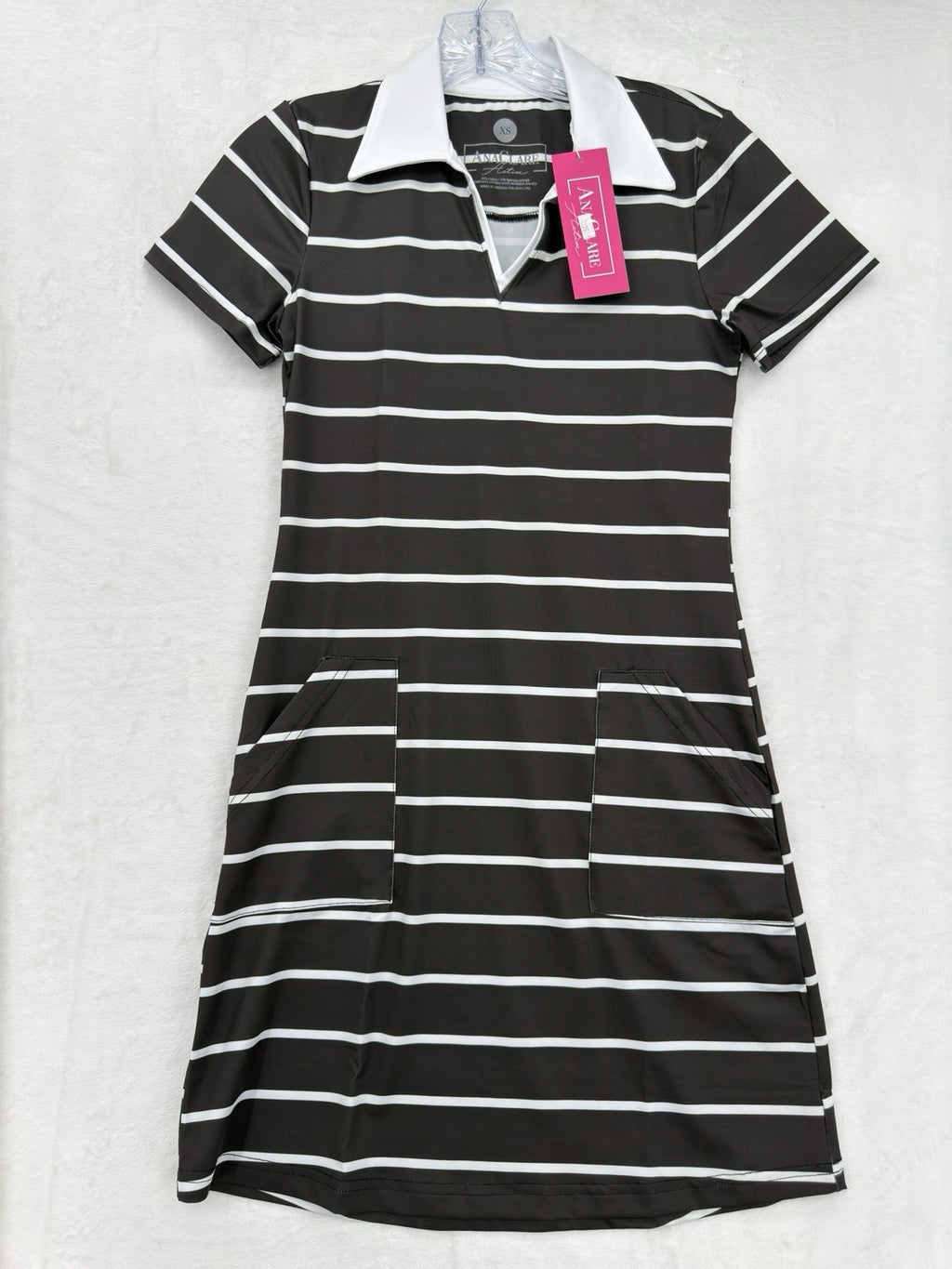 Ana Claire Dress Small Active Sleeveless Polo Black White Shift Clare Women New