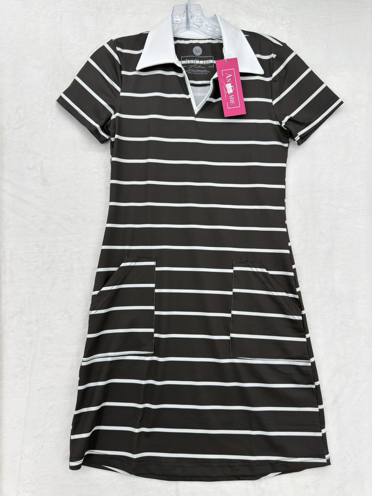 Ana Claire Dress Small Active Sleeveless Polo Black White Shift Clare Women New