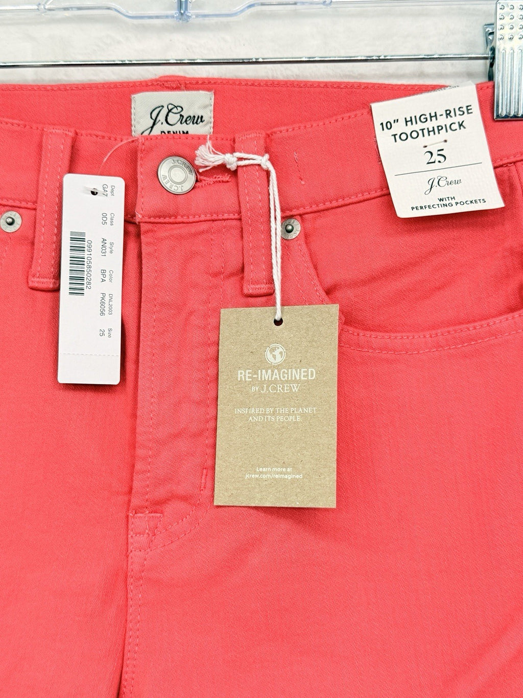 J Crew High Rise Toothpick Jeans 25 Coral Pink 10” Womens Denim New NWT