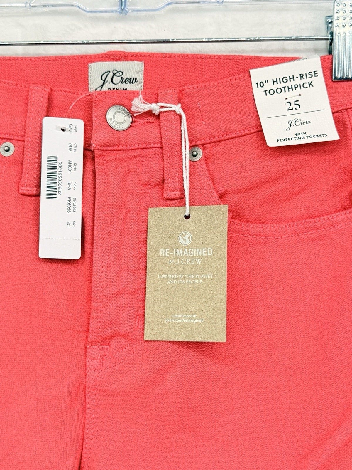 J Crew High Rise Toothpick Jeans 25 Coral Pink 10” Womens Denim New NWT