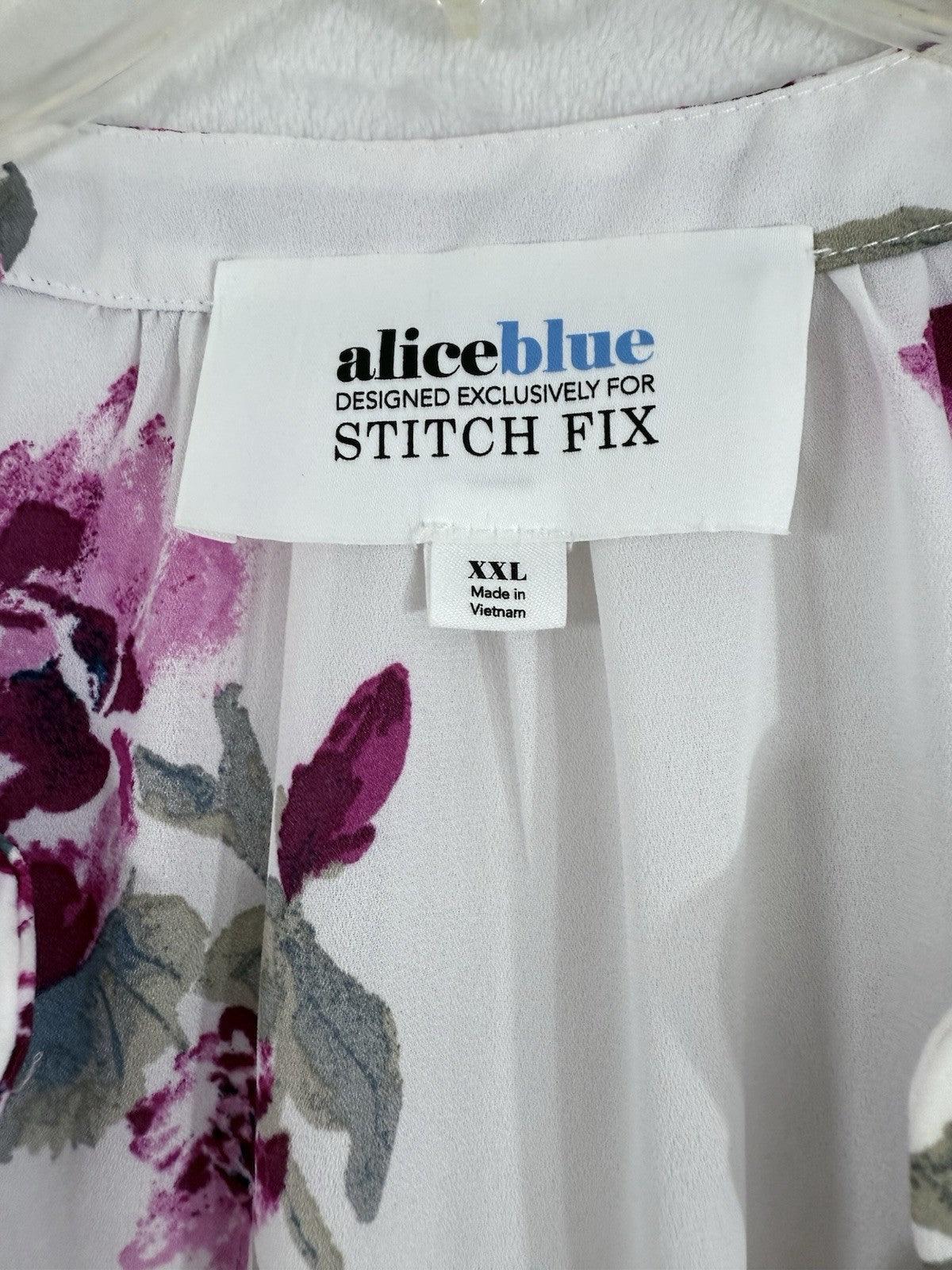 Alice Blue Top 2X Sleeveless Blouse Floral Print White Pink Womens Plus Size Top