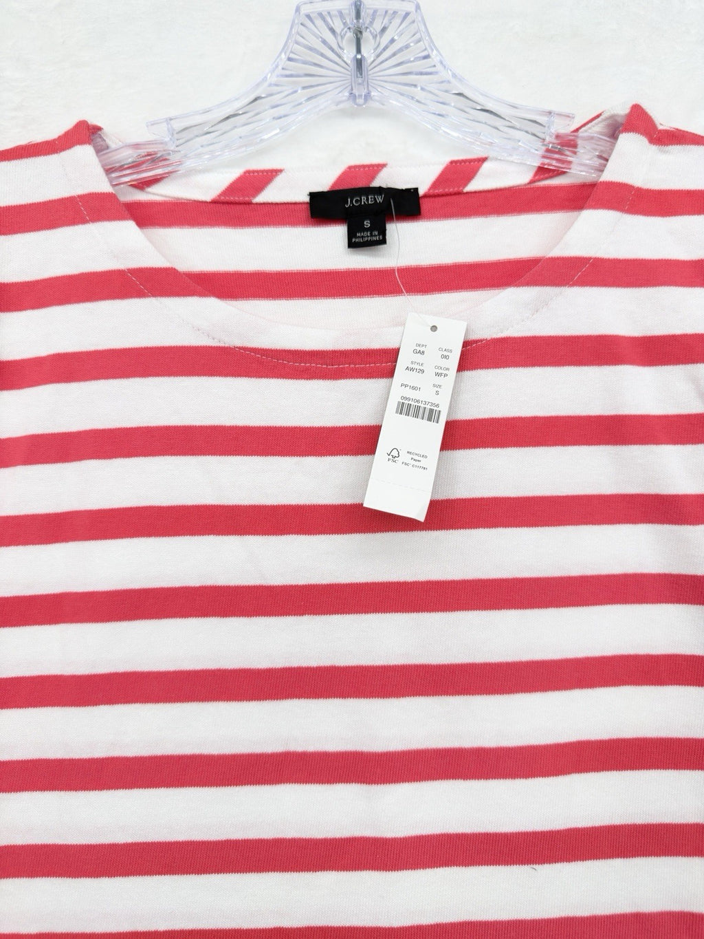 J Crew Top Women Small Long Sleeve Mariner Cloth Puff Sleeve Striped Red New