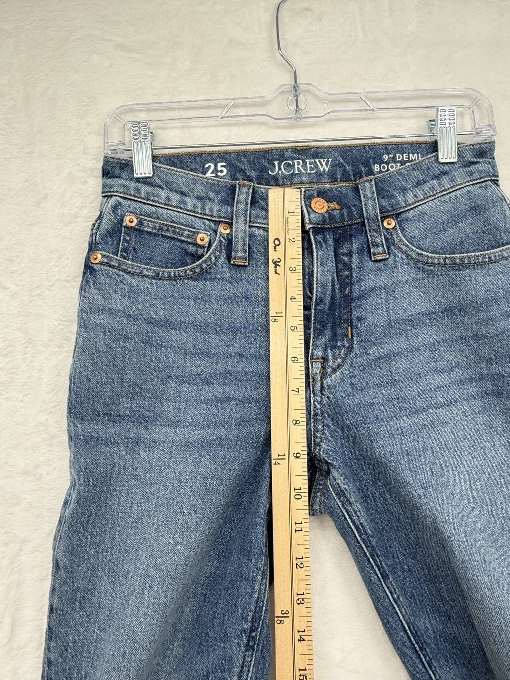 J Crew 9” Demi Boot Crop Jeans 25 Blue Denim Womens Cropped Mid Rise
