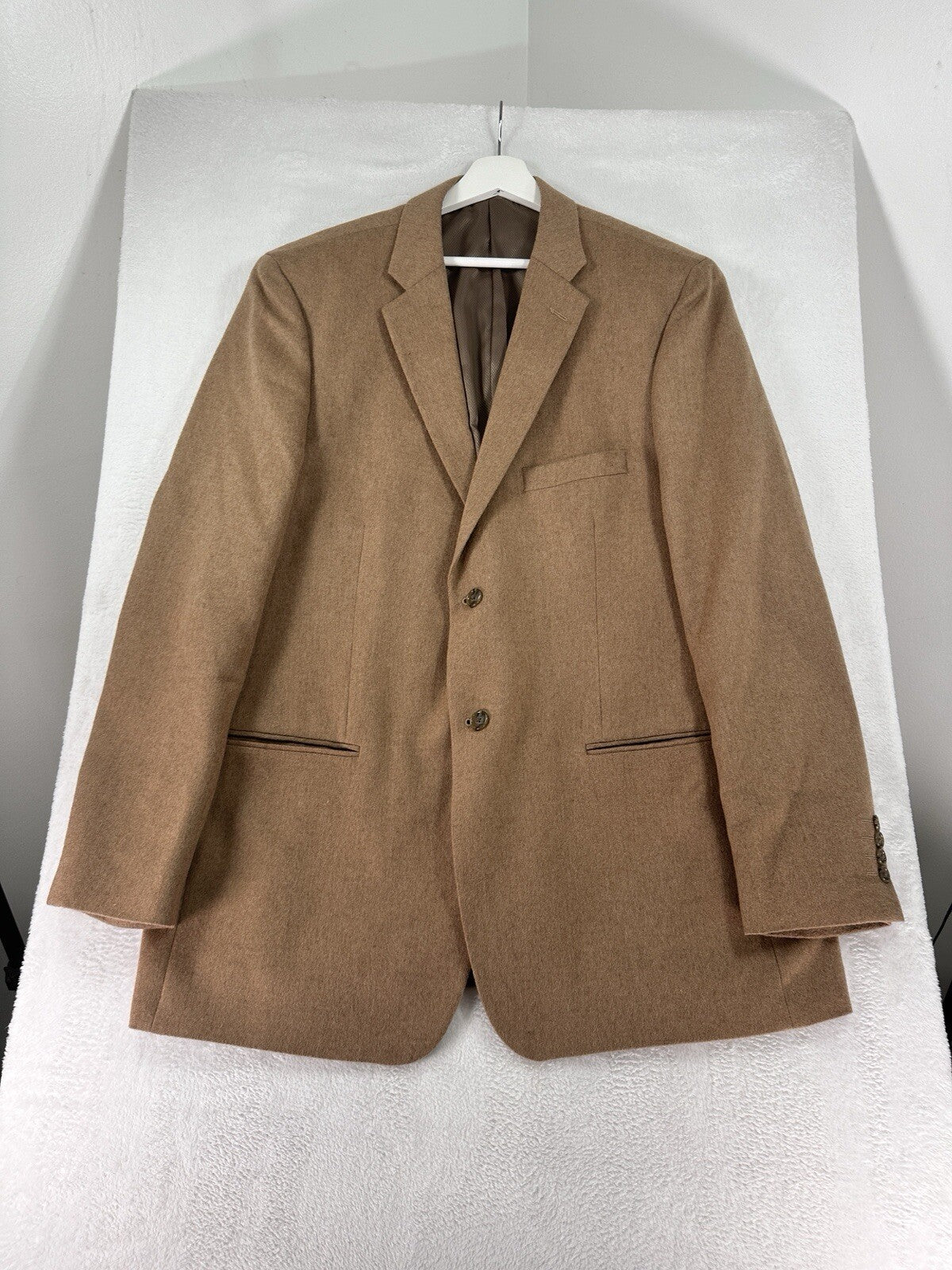 Adolfo 100% Camel Hair Blazer 46L Long Mens Suit Jacket Single Breasted 2 Button