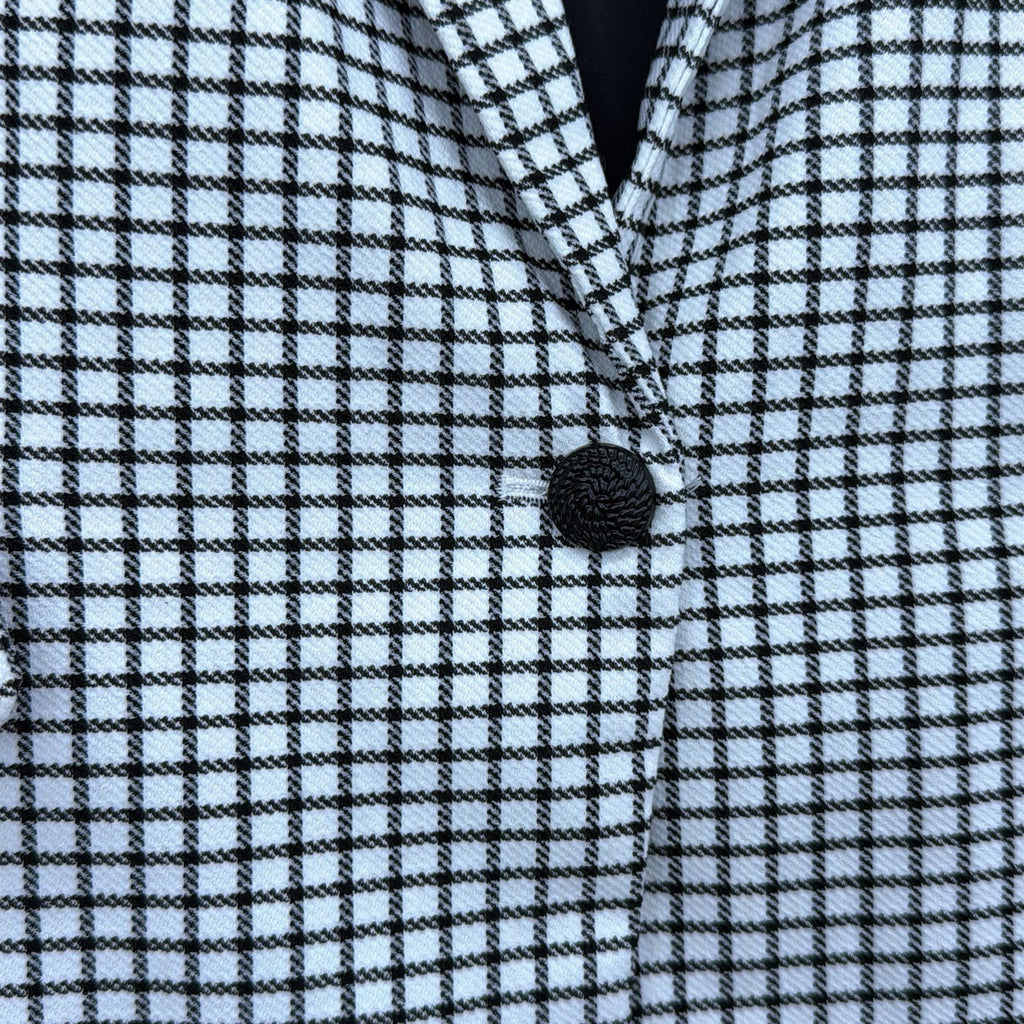 Rachel Zoe Blazer Large Womens Black White Check One Button Jacket Lined New NWT