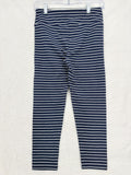 J Crew Cropped Leggings Small Womens Navy White Stripe Cotton Blend Knit