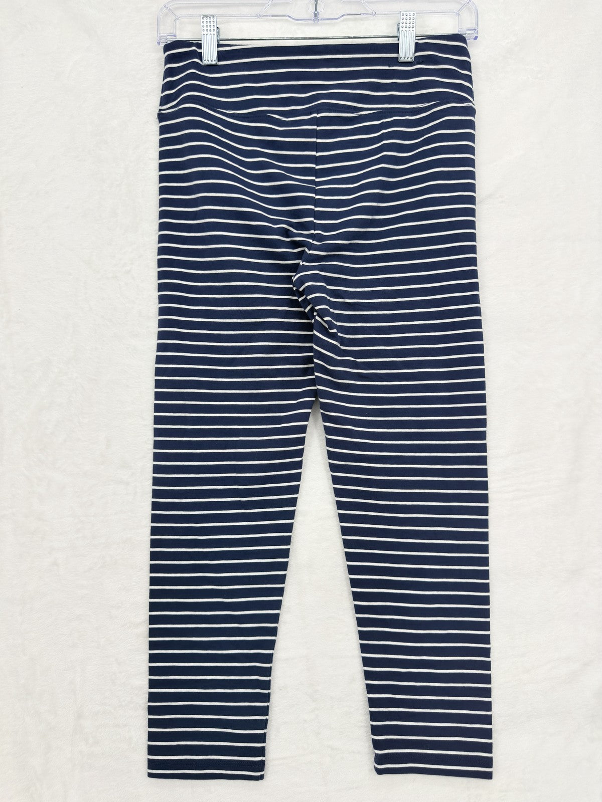 J Crew Cropped Leggings Small Womens Navy White Stripe Cotton Blend Knit