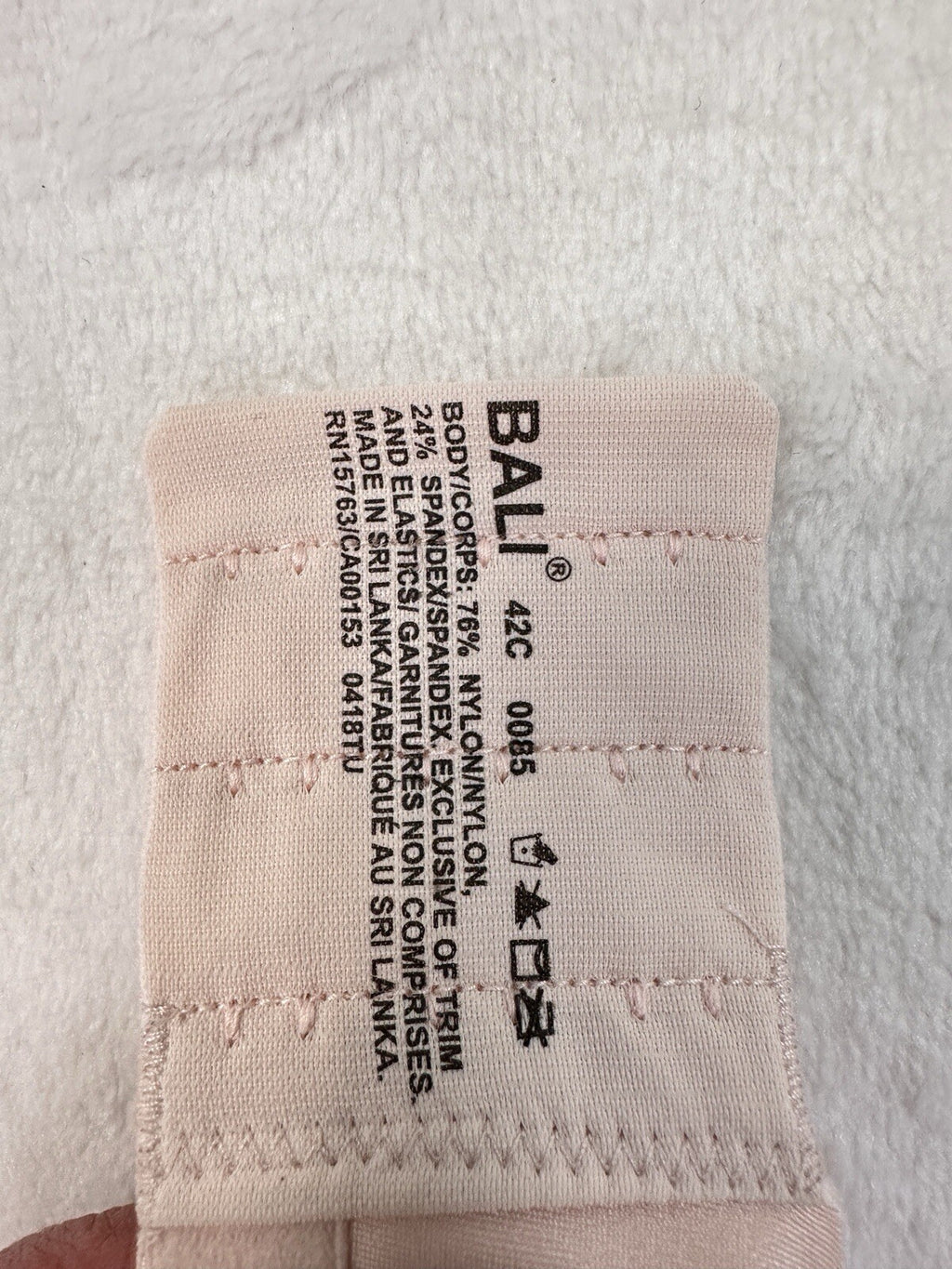 Bali Bra 42C Pink Underwire No Show Support DF0085