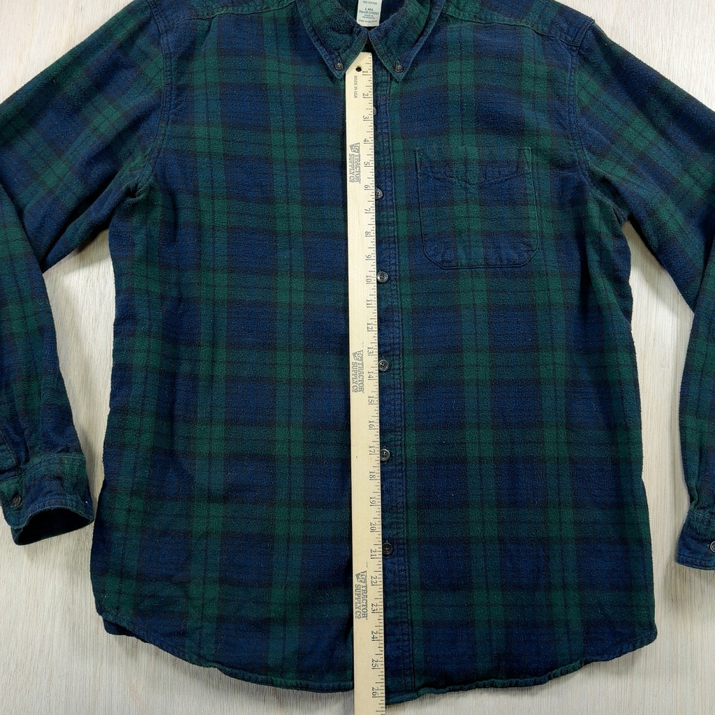 L.L.Bean Traditional Fit Flannel Shirt L Mens blue Black Watch plaid 100% cotton