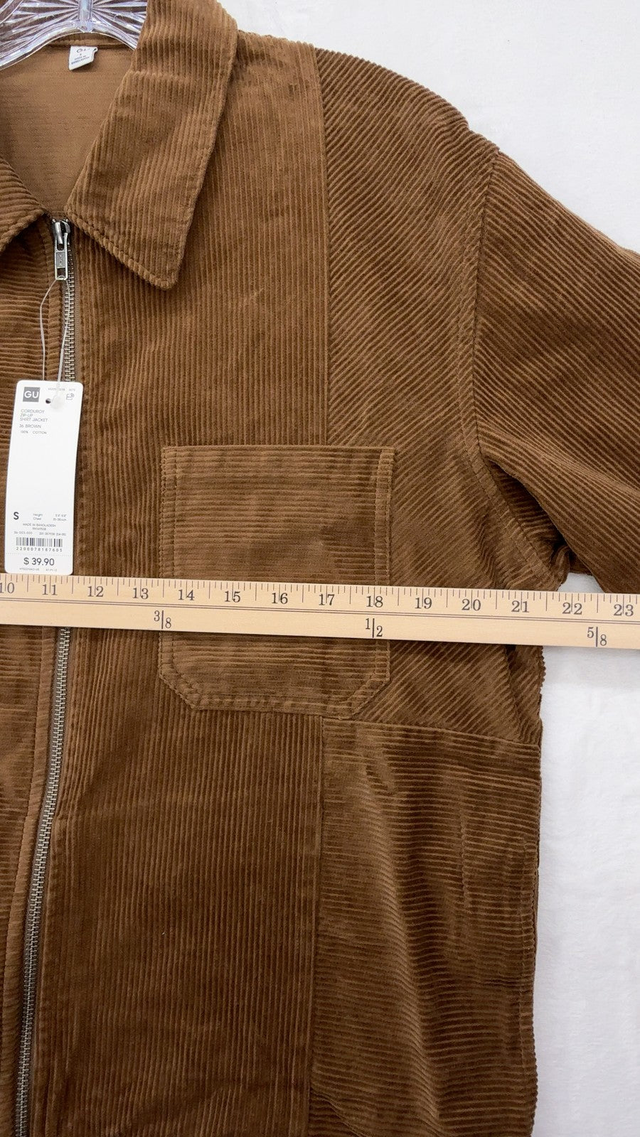 GU Corduroy Zip Up Shirt Jacket Small Mens Brown Uniqlo Utility Cotton New NWT