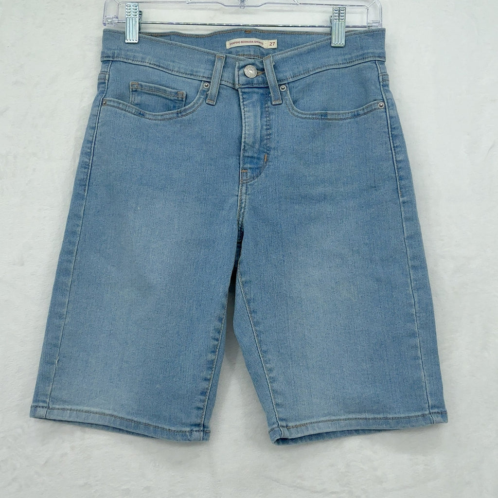 Levi's Shaping Bermuda Shorts 27 Womens Light Blue Jean Denim 9.5”