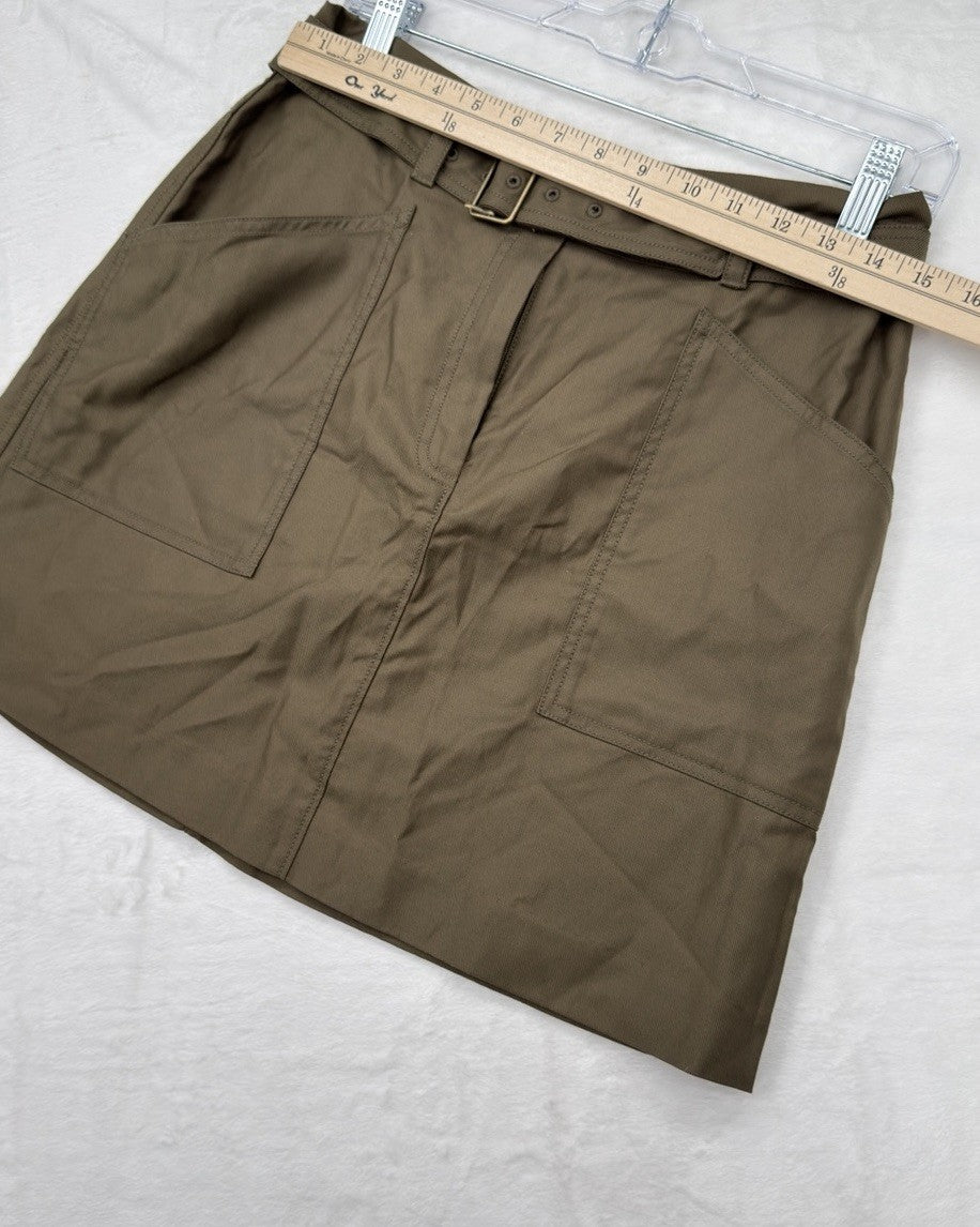 Banana Republic Utility Mini Skirt 8 Womens Belt Twill Brown New NWT