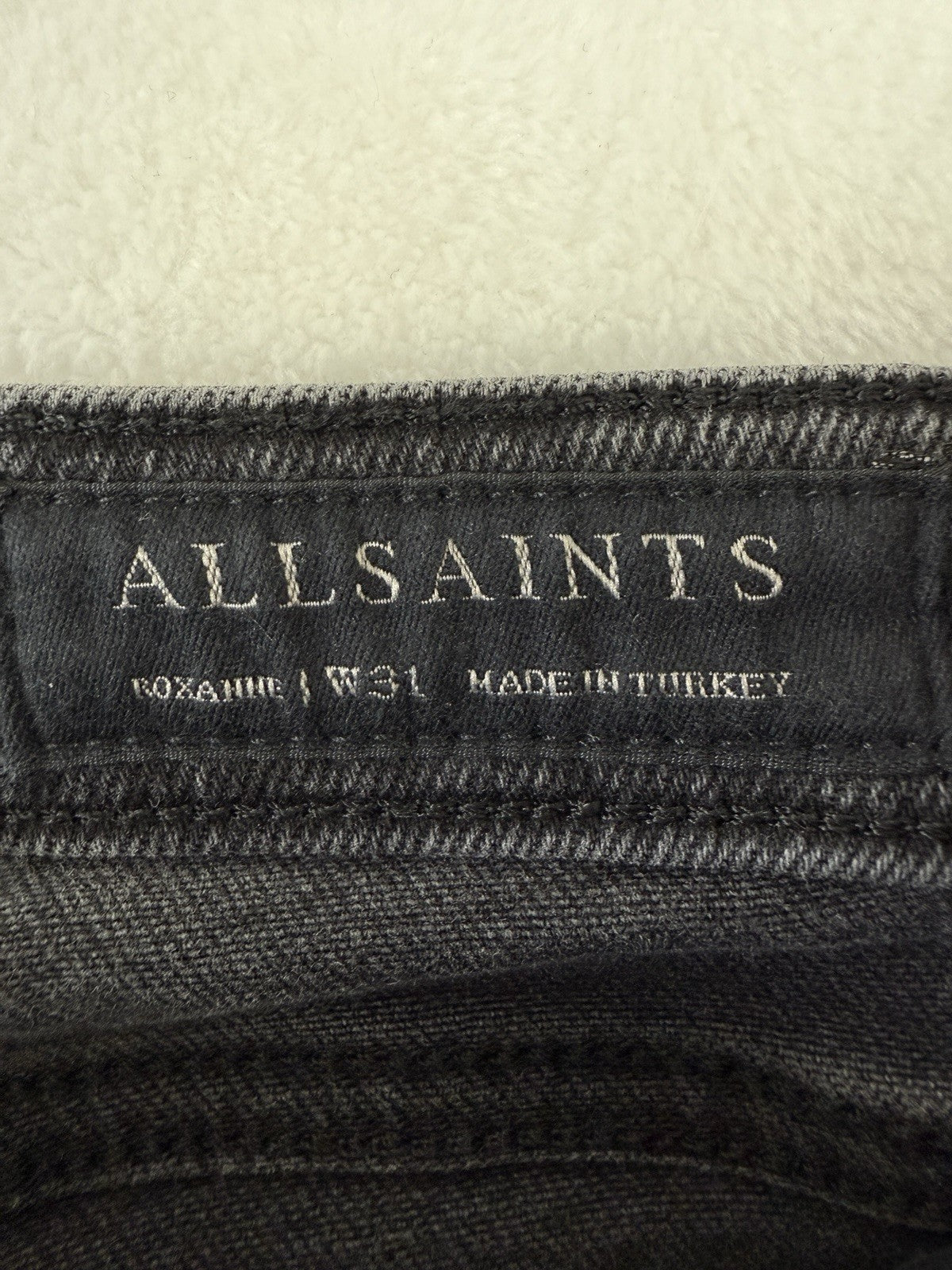 All Saints Jeans 31 Black Roxanne Raw Hem High Rise Skinny AllSaints Women Denim