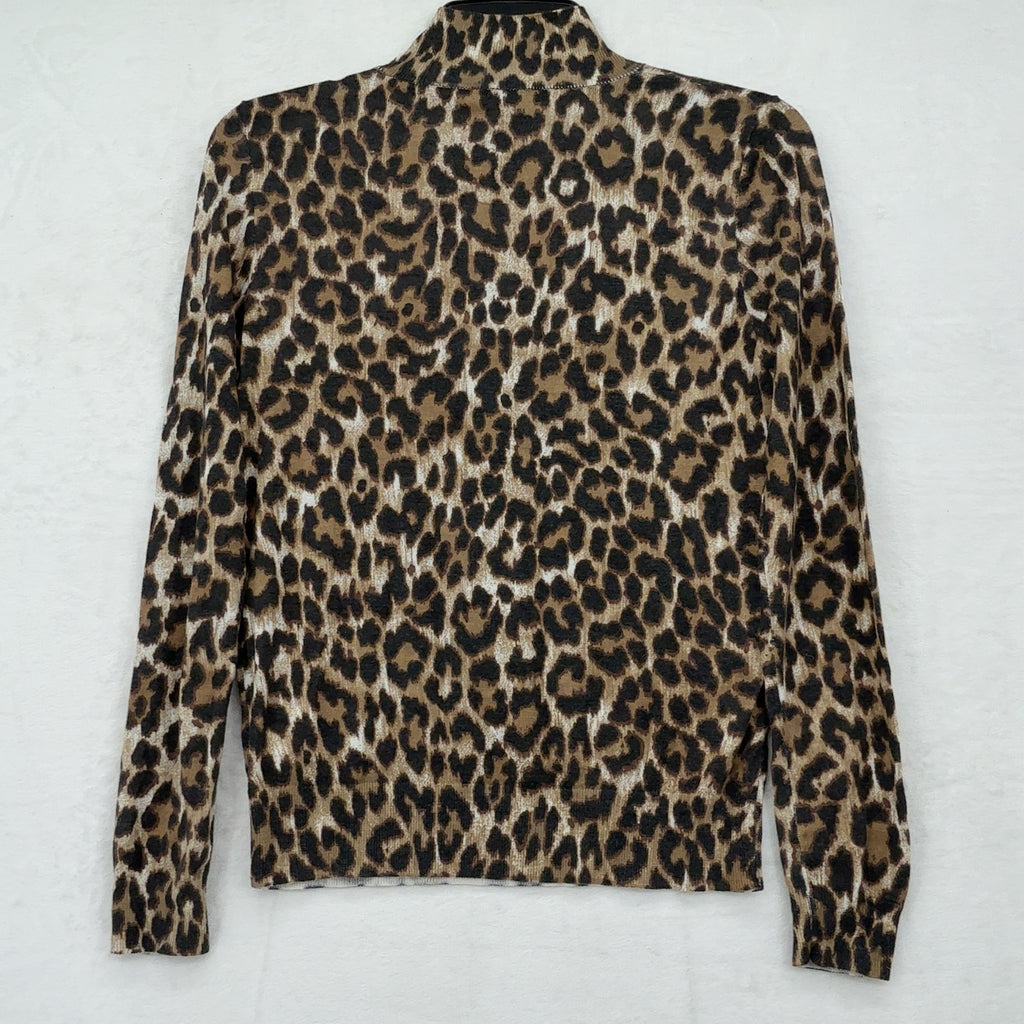 J Crew Silk Blend Sweater XS Womens Leopard Print Top Long Sleeve