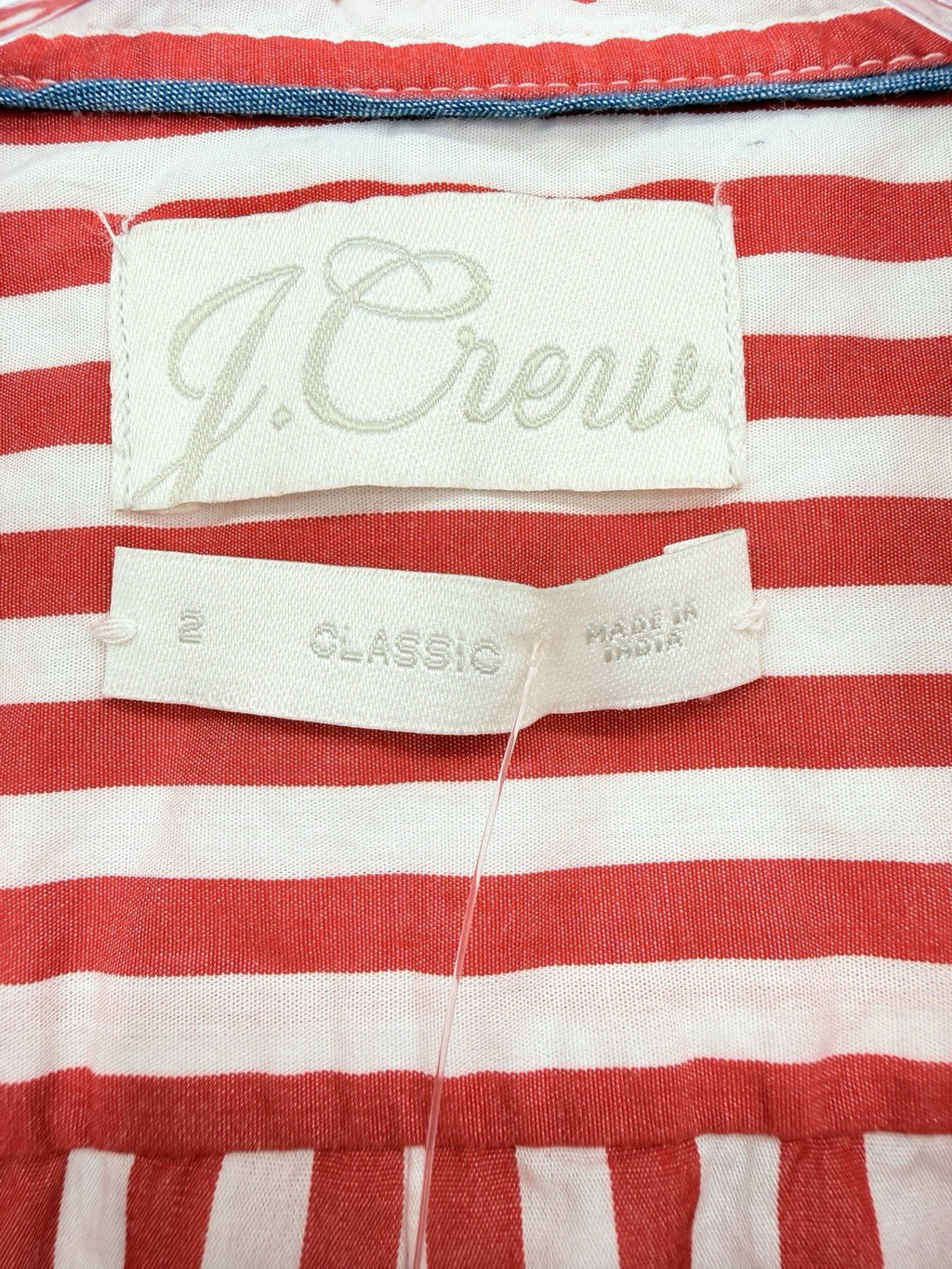 J Crew Womens Button Up Shirt 2 Red Striped Classic Fit Cotton Long Sleeve New