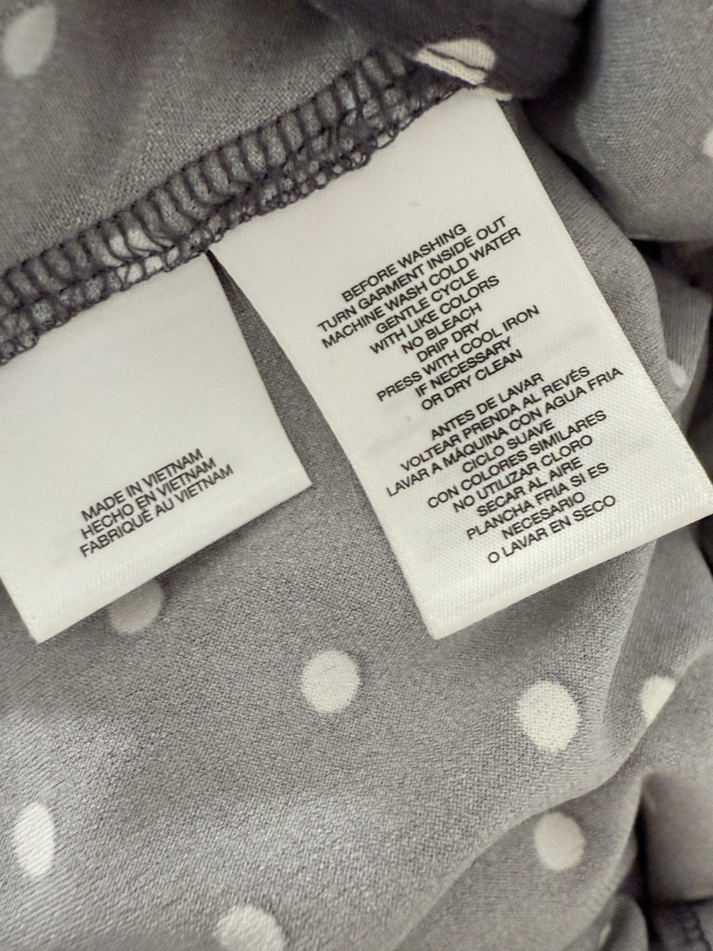 Anne Klein Faux Wrap Dress 6 Gray Polka Dot Women