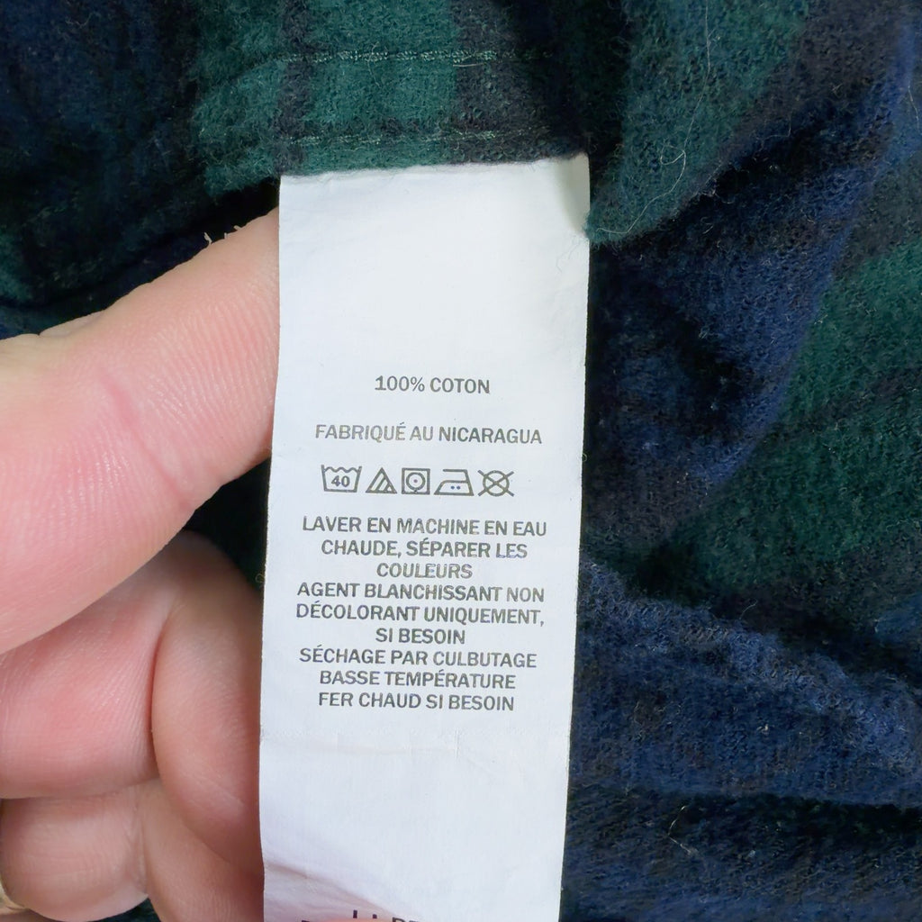 L.L.Bean Traditional Fit Flannel Shirt L Mens blue Black Watch plaid 100% cotton