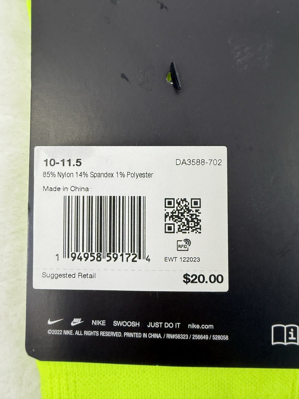 4 Nike Spark Lightweight Running Socks Ankle Men 10-11.5 Lot Volt Yellow New