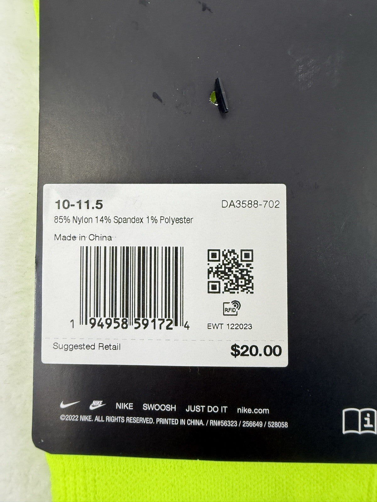 4 Nike Spark Lightweight Running Socks Ankle Men 10-11.5 Lot Volt Yellow New