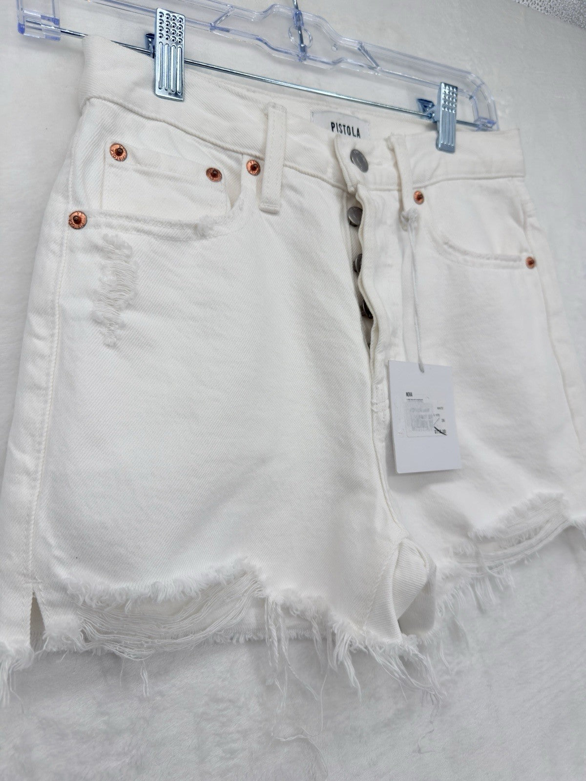 Pistola Los Angeles Shorts 24 White Nova High Rise 100% Cotton Womens New NWT