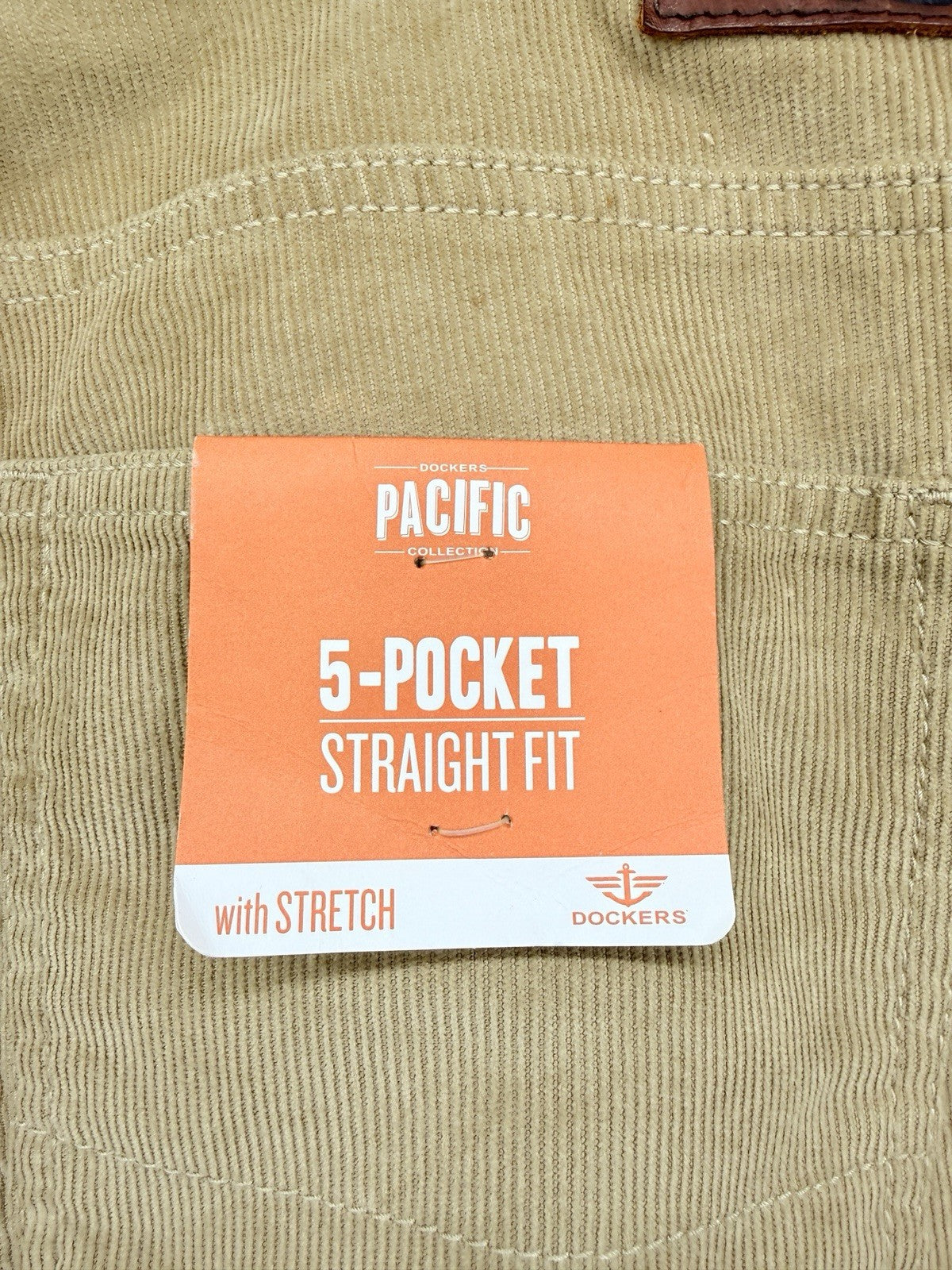 Dockers Pacific Collection Corduroy Pants 36x32 Straight Leg Fit Mens Beige New