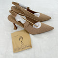 Cosy Island Heels 10 EverLush Bowknot Pointed Toe Slingback Womens Apricot New