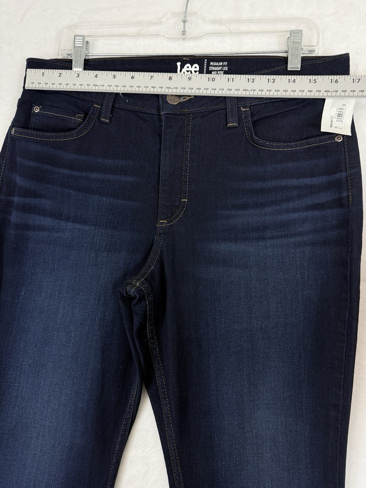 New Lee Jeans 14 Petite Straight Leg Mid Rise Dark Blue Deep Rinse Women 14p