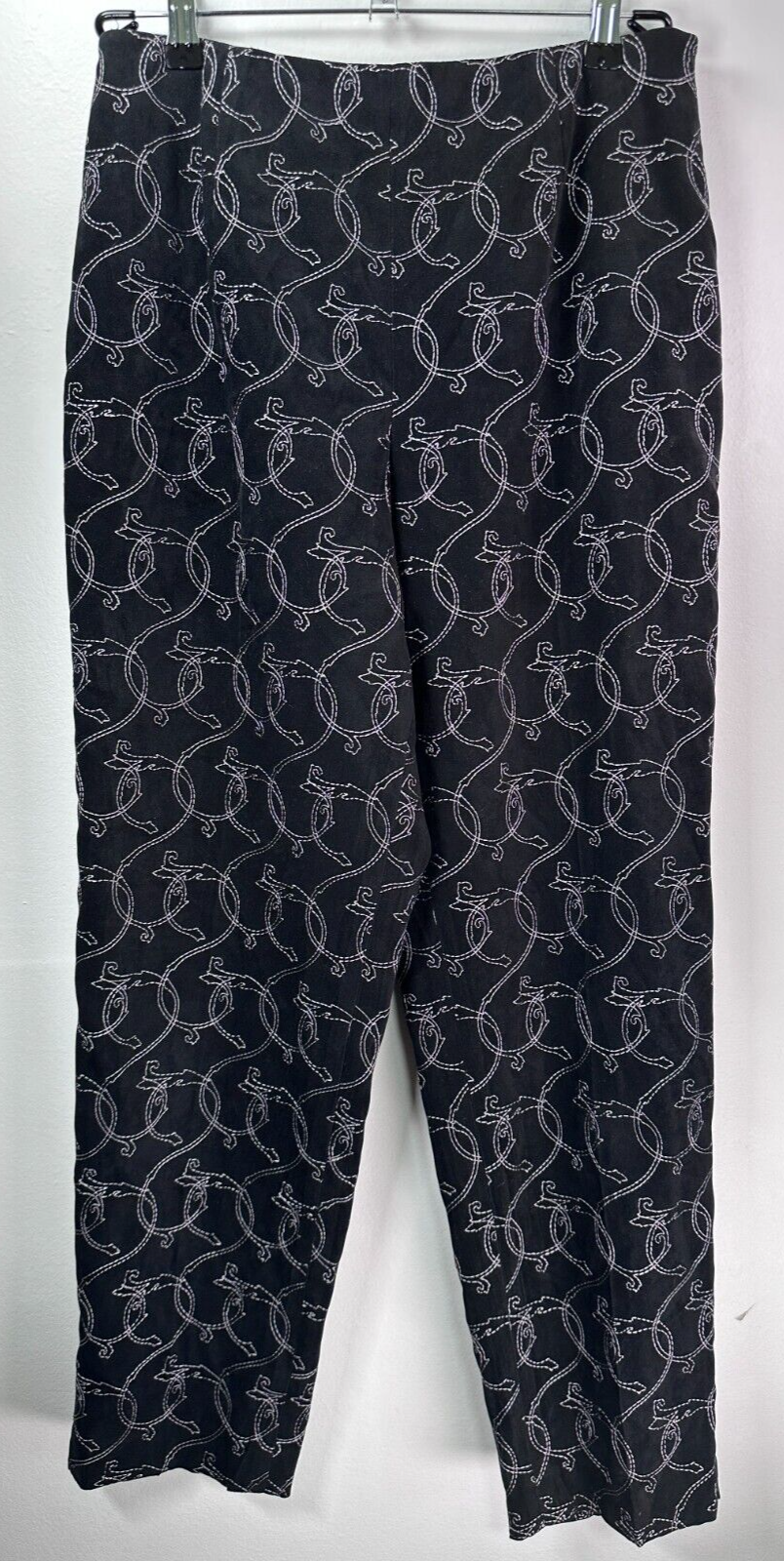 Talbots Pants 10 Petite Black Floral Embroidered Ankle Pants 10P Lined Womens