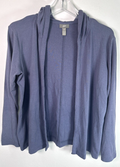 J Jill Jacket XS Petite Open Front Knit Hooded Lightweight Cardigan Blue