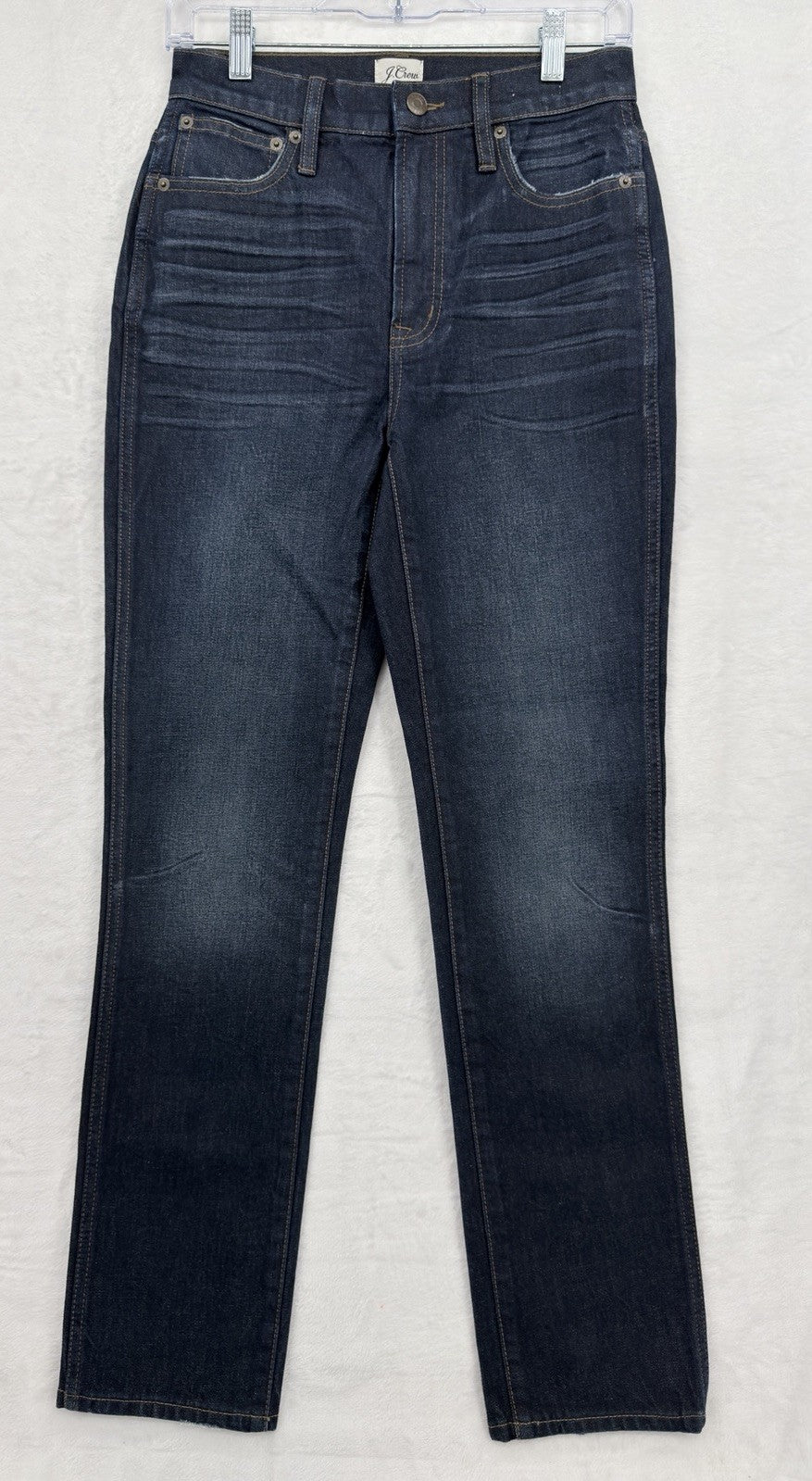 J Crew 10” Vintage Straight Jeans 25 Womens Denim Dark Blue High Rise