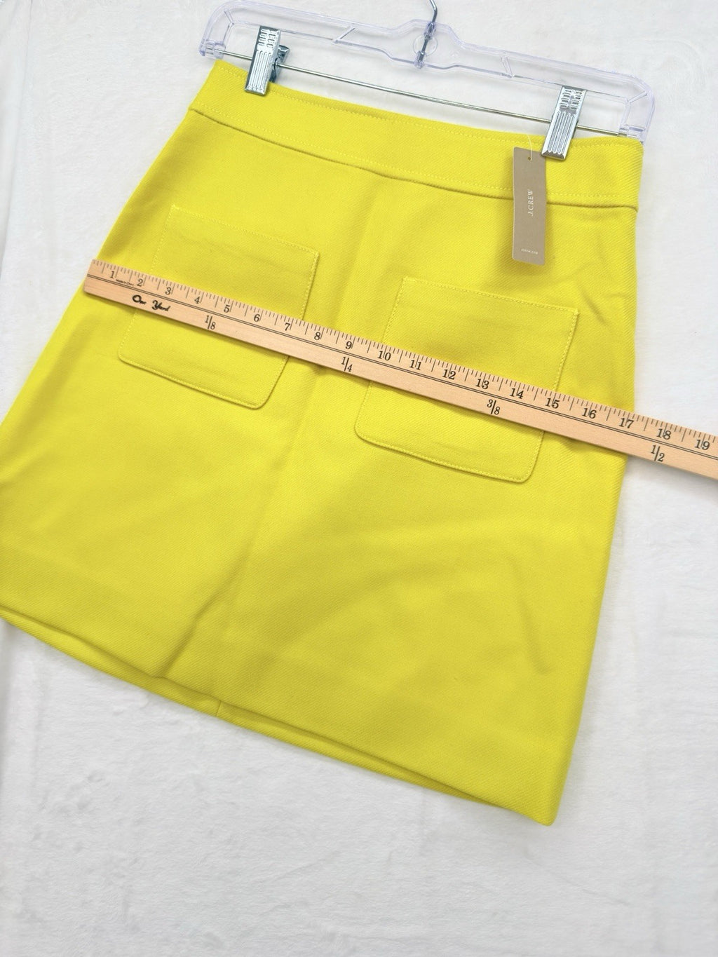 J Crew Wool Mini Skirt 0 Patch Pockets Yellow Lined A Line Womens New NWT