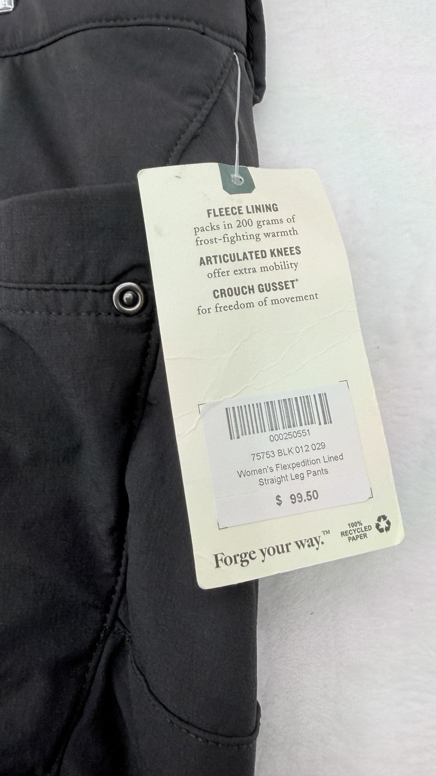 Duluth Trading Flexpedition Pants Womens 12 Black 12x29 Fleece Lined New NWT
