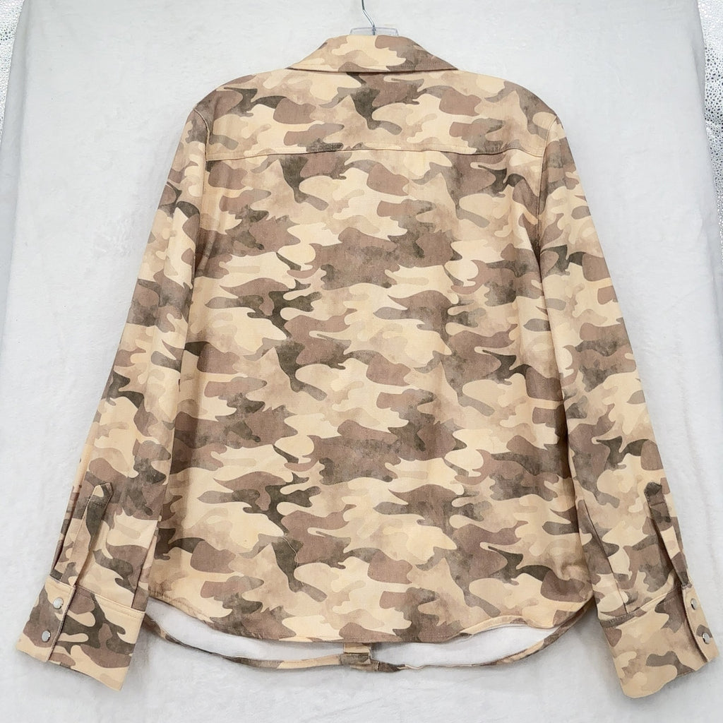 Stitch & Co. Camouflage Shirt  Large Womens Long Sleeve Snap Front Camo