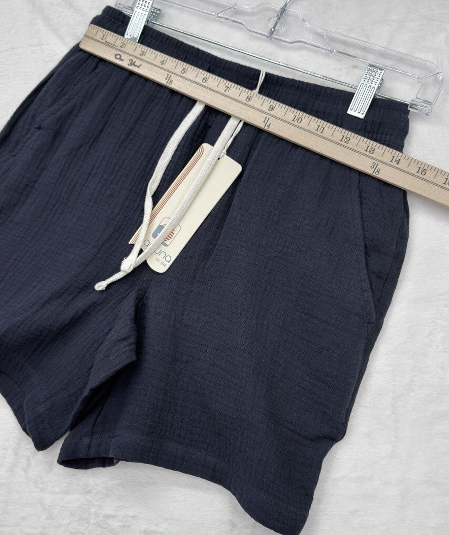 Laguna Shorts Mens Small Navy Blue Cotton Gauze Drawstring 6” Elastic New NWT