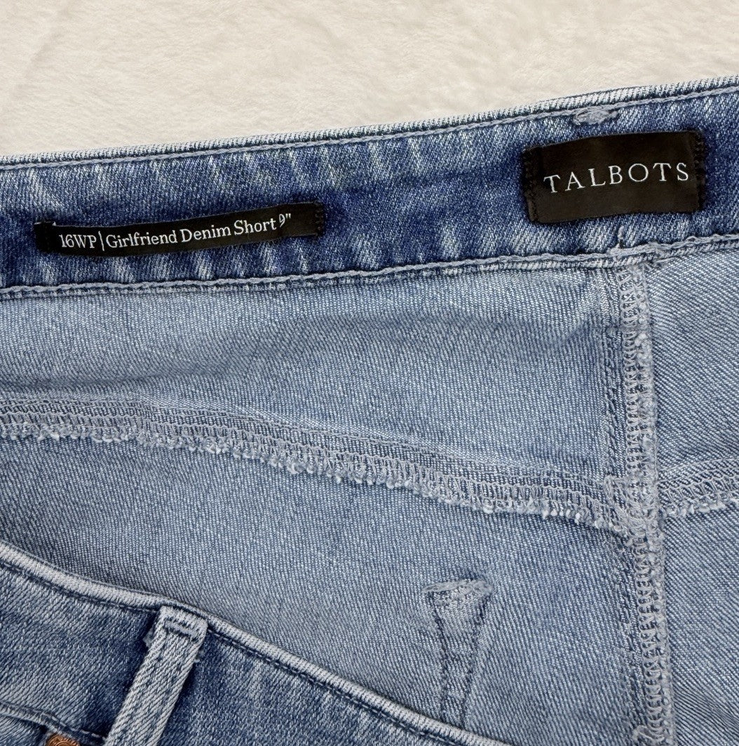 Talbots Girlfriend Denim Shorts 16W Petite Jean Blue Roll Hem 16WP Womens