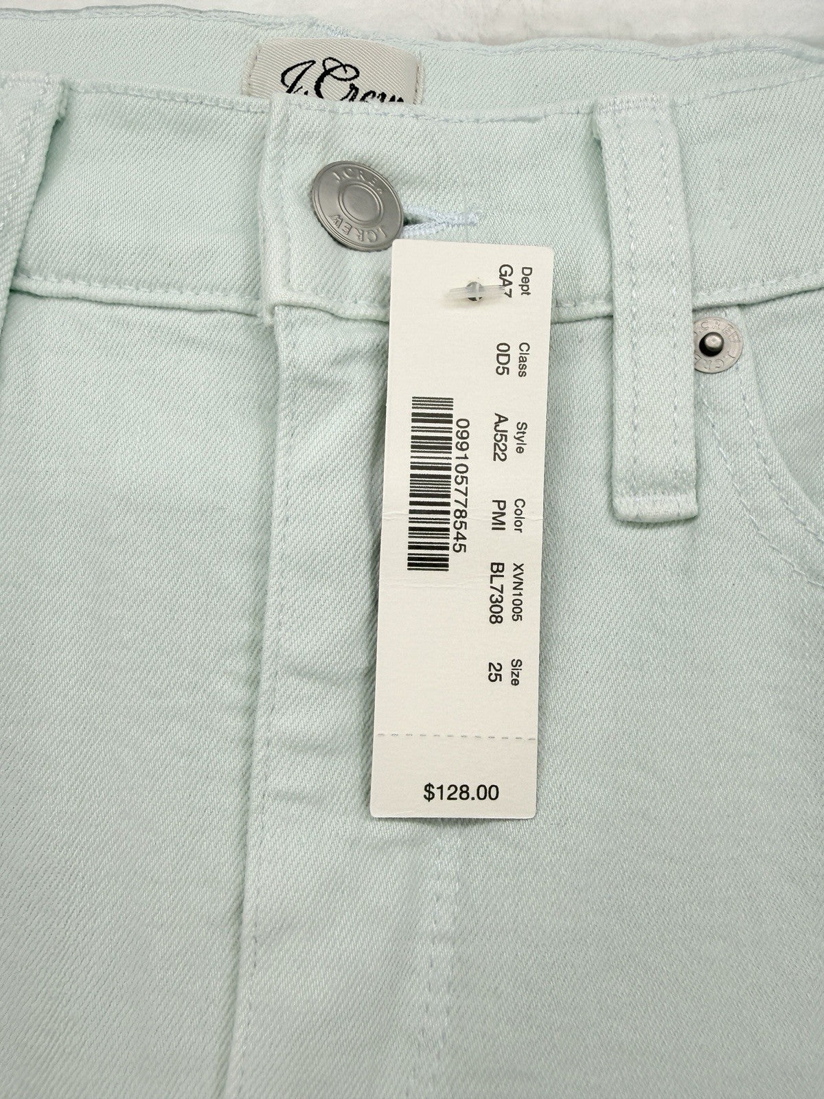 J Crew Billie Demi Boot Crop Jeans 25 Light Green Denim Womens New NWT