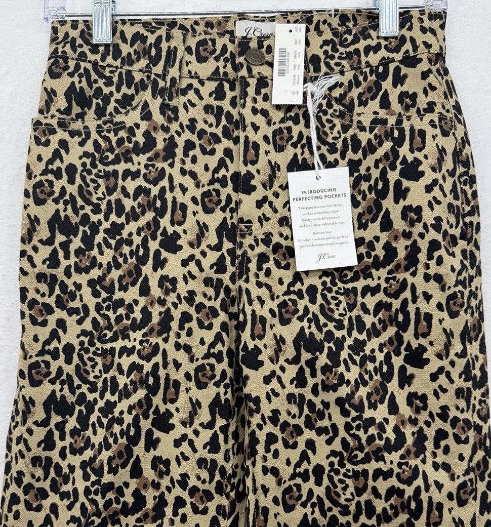 J Crew Kickout Crop Pants 25 Womens Leopard Print High Rise New NWT