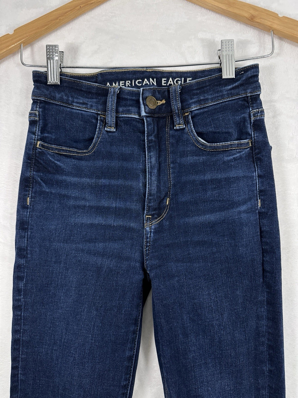 American Eagle 00 Short Super High Rise Jegging Jeans Blue Womens