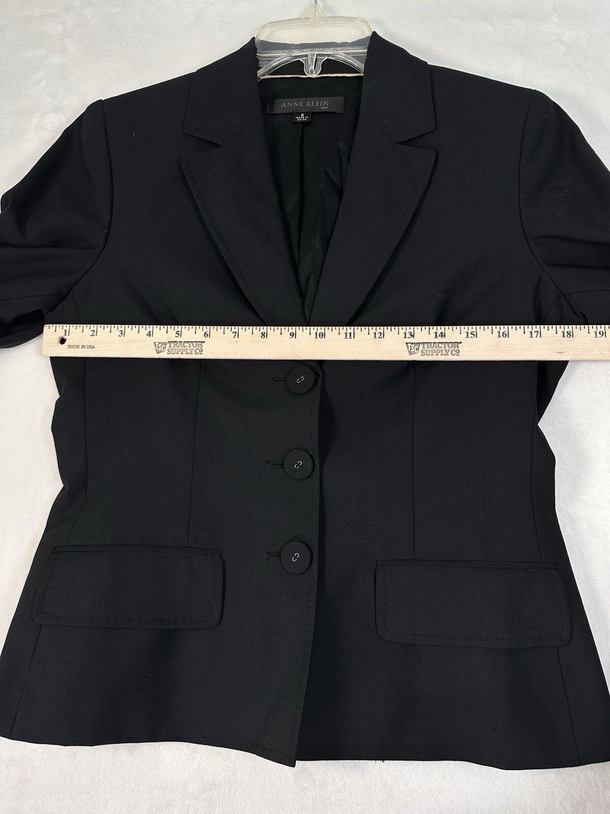 Anne Klein Jacket 6 Black 3 Button Blazer Wool Blend Womens