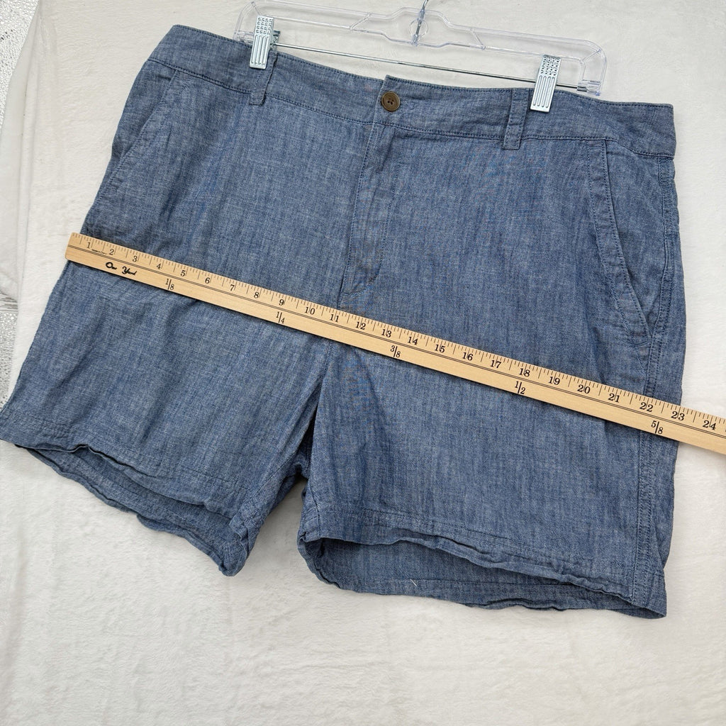 Gap Girlfriend Khaki Shorts 18 Blue Chambray Womens 100% Cotton High Rise 5”