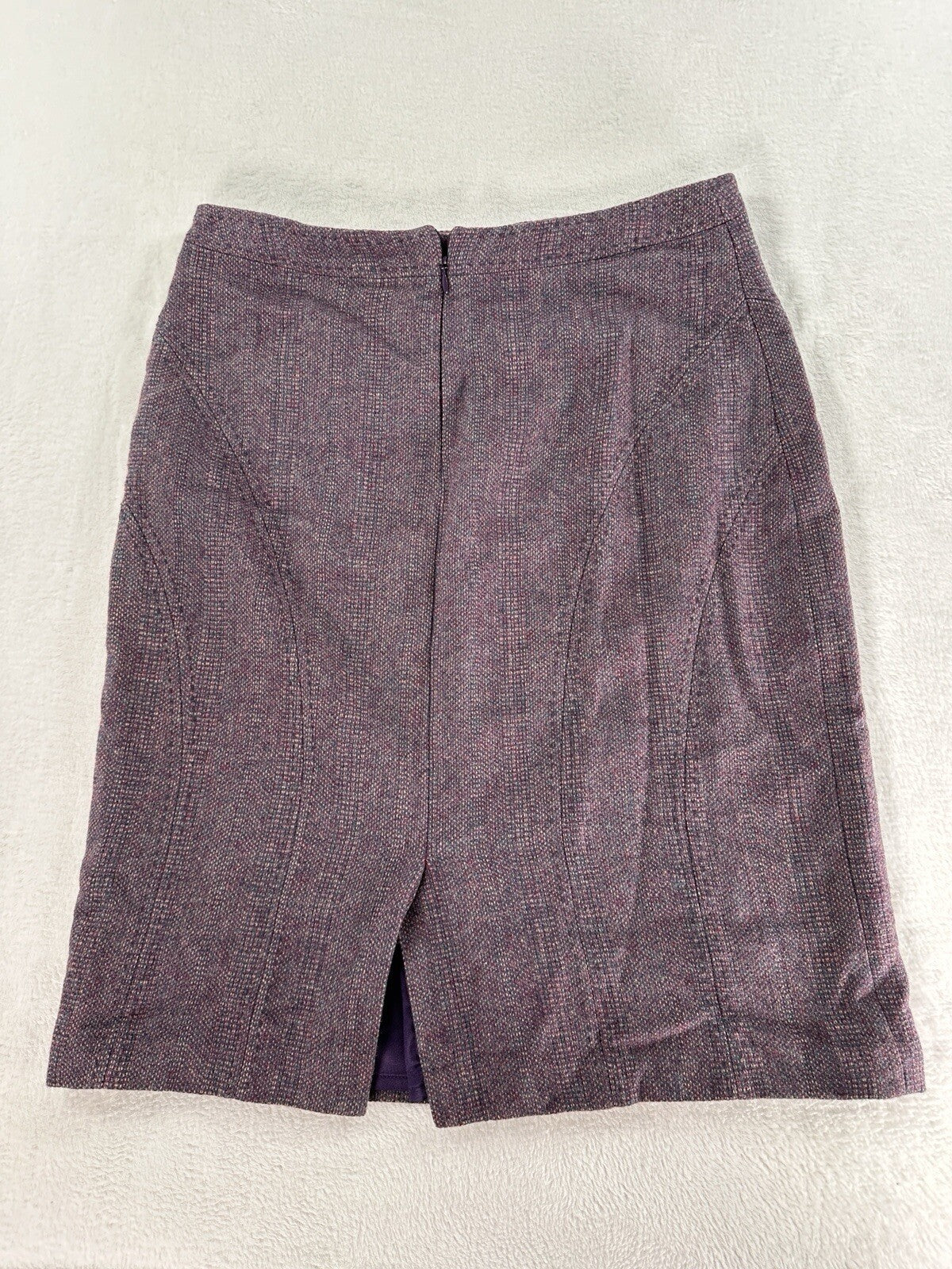 Coldwater Creek Pencil Skirt Size 8 Purple Wool Blend Tweed Knee Length Womens