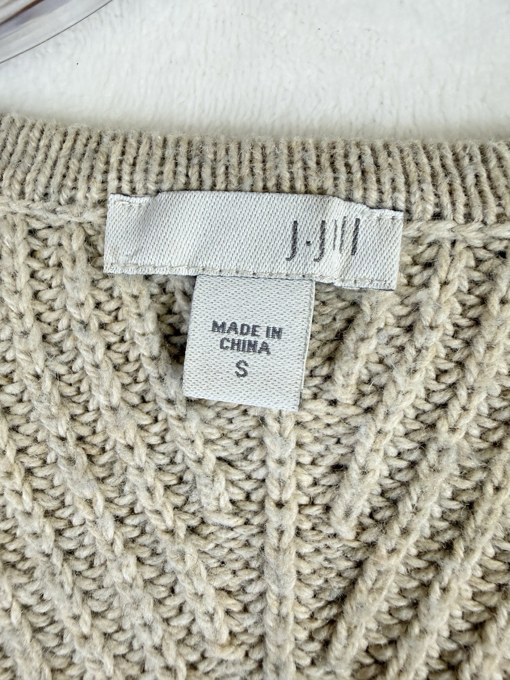 J Jill Sweater Small Wool Blend Beige Long Sleeve V Neck Tops Tunic Womens
