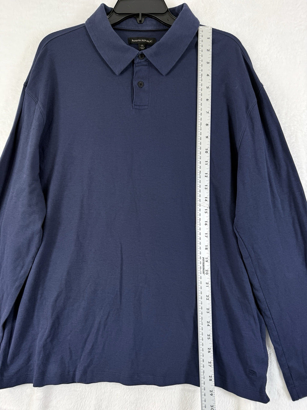 Banana Republic Polo Shirt XXL Blue 2XL Long Sleeve Mens Knit