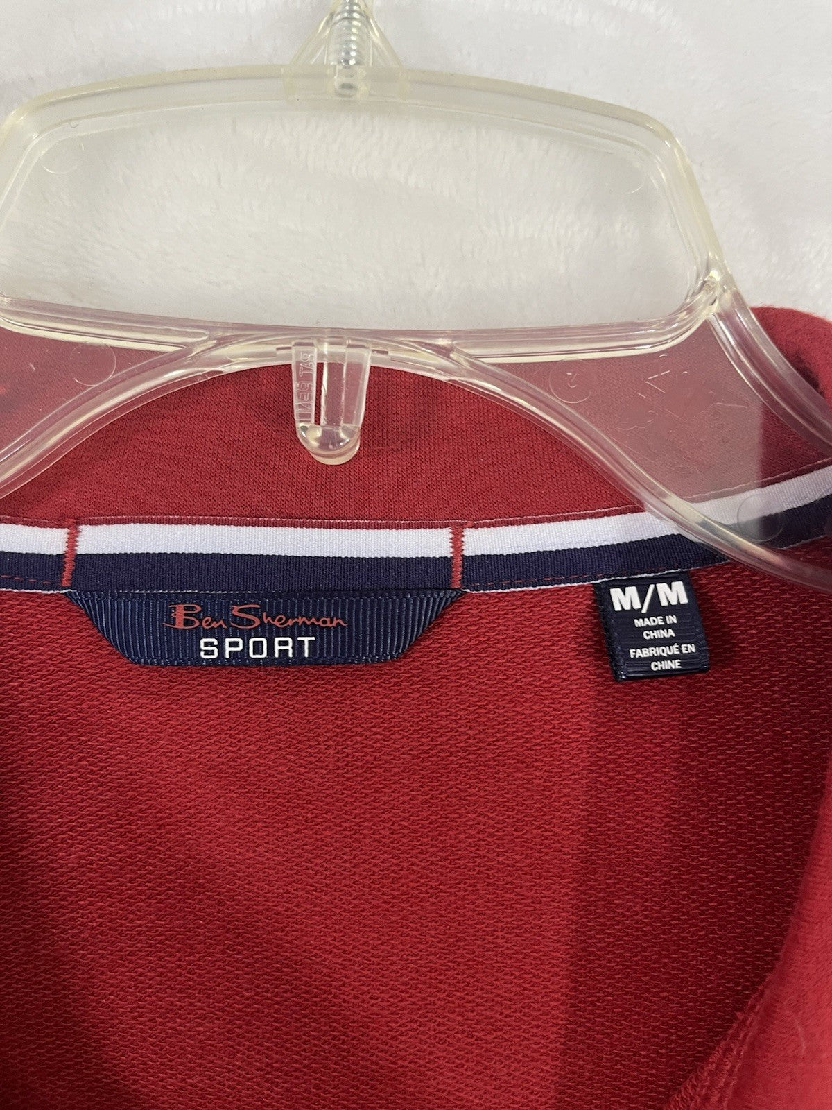 Ben Sherman Polo Shirt Medium Mens Red Short Sleeve Micro Terry NWT