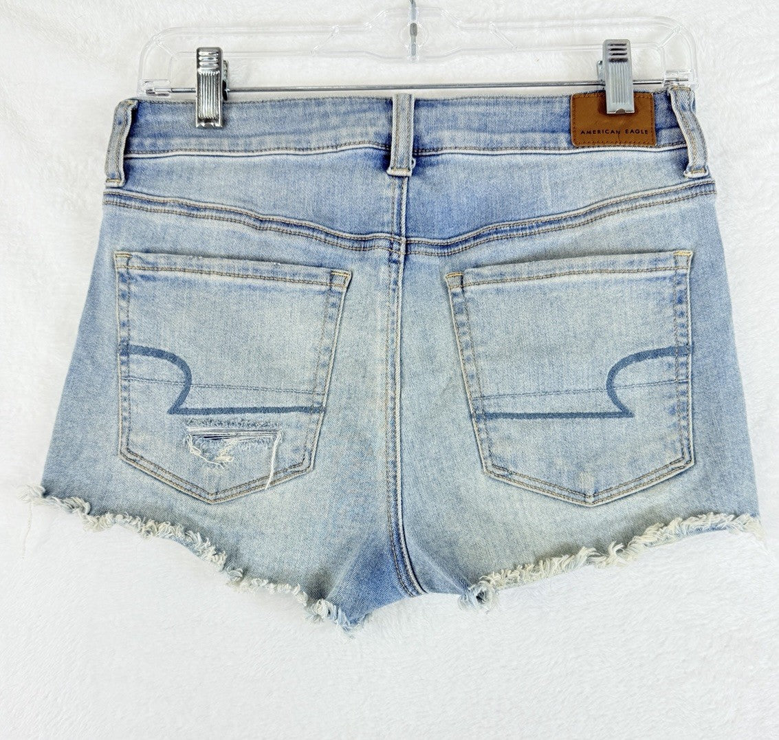 American Eagle High Rise Shortie 6 Shorts Womens Light Blue Denim Short
