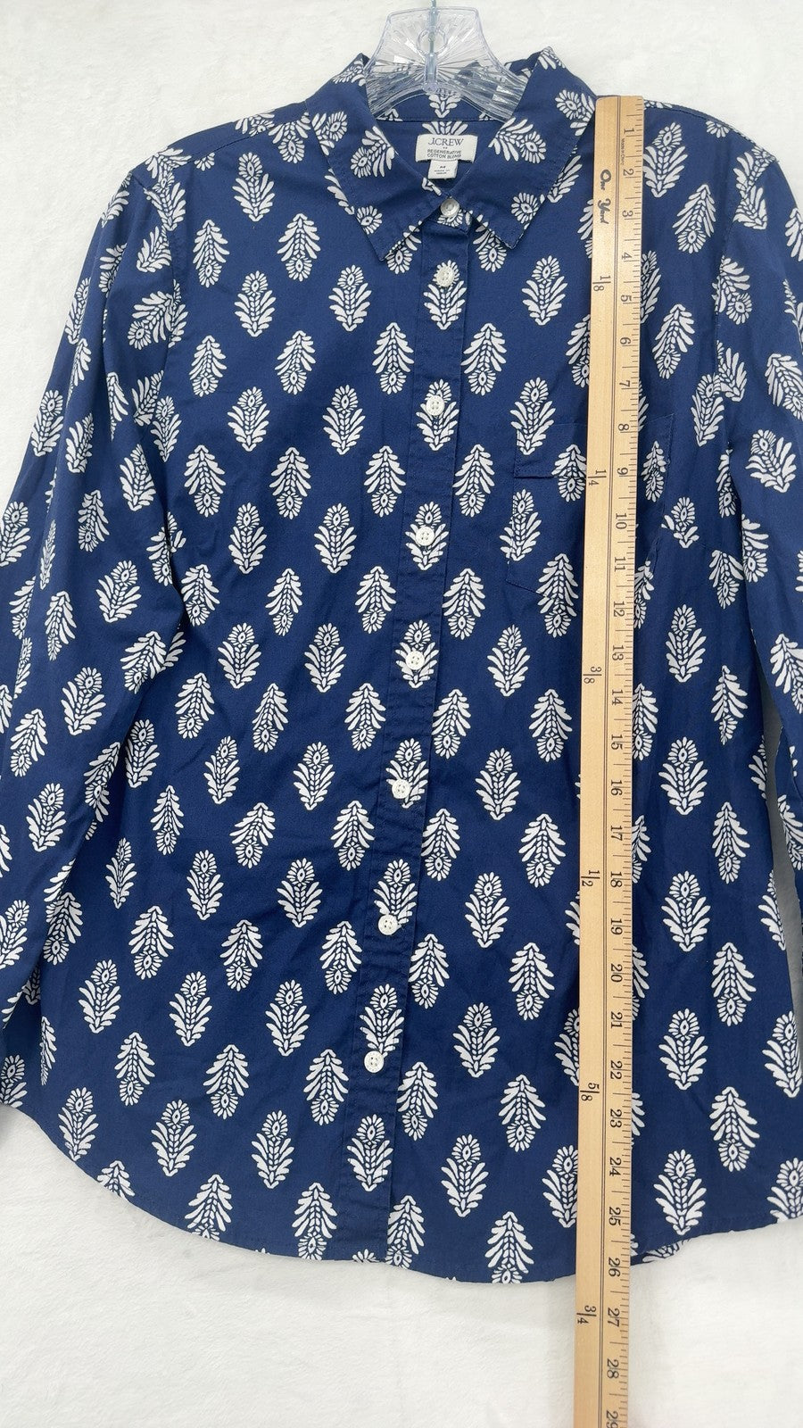 J.Crew Regenerative Cotton Blend Button-Up Shirt Medium Womens Blue Long Sleeve